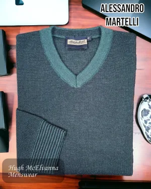 Alessandro Martelli Green V-Neck Sweater