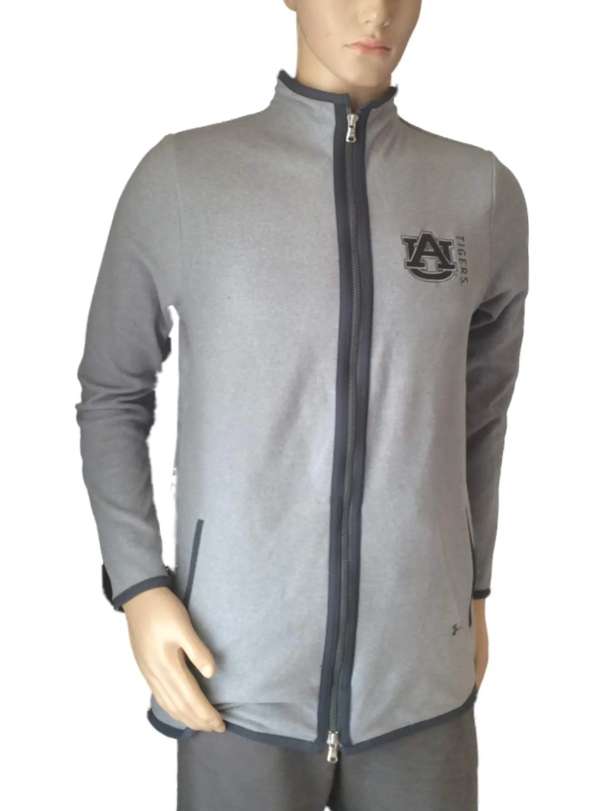 Auburn Tigers Under Armour Infrared Coldgear Gray LS Full Zip Jacket Pockets (S)