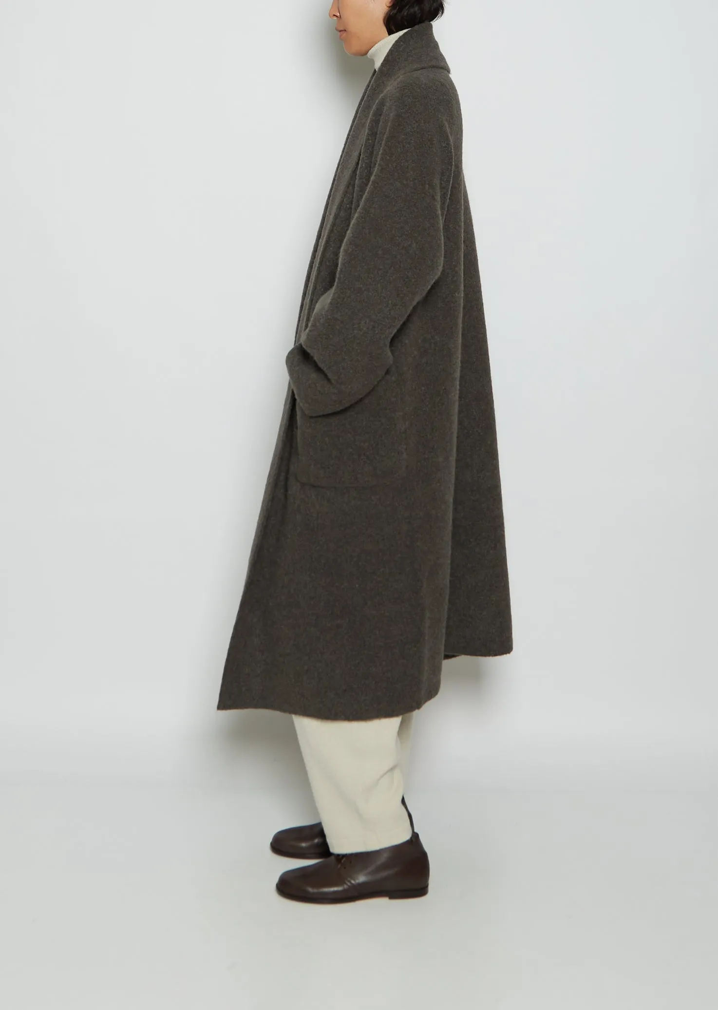 Baby Alpaca Double Face Long Coat — Loden