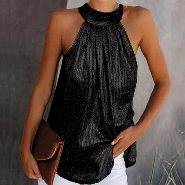 BIGSWEETY Halter Style Chic Top