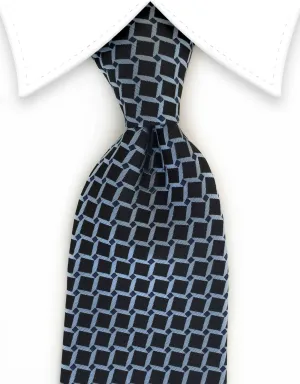 Black & Light Blue Geometric Tie