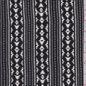 Black/White Zig Zag Stripe Challis Fabric