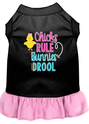 Chicks Rule Screen Print Dog Dress Black With Light Pink Xxl (18)