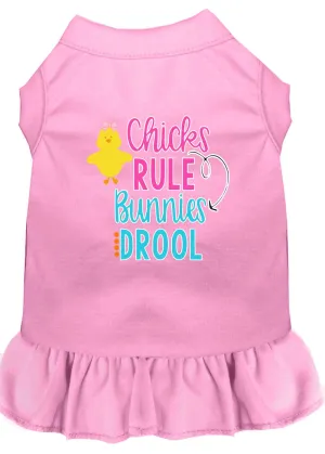 Chicks Rule Screen Print Dog Dress Light Pink Sm (10)