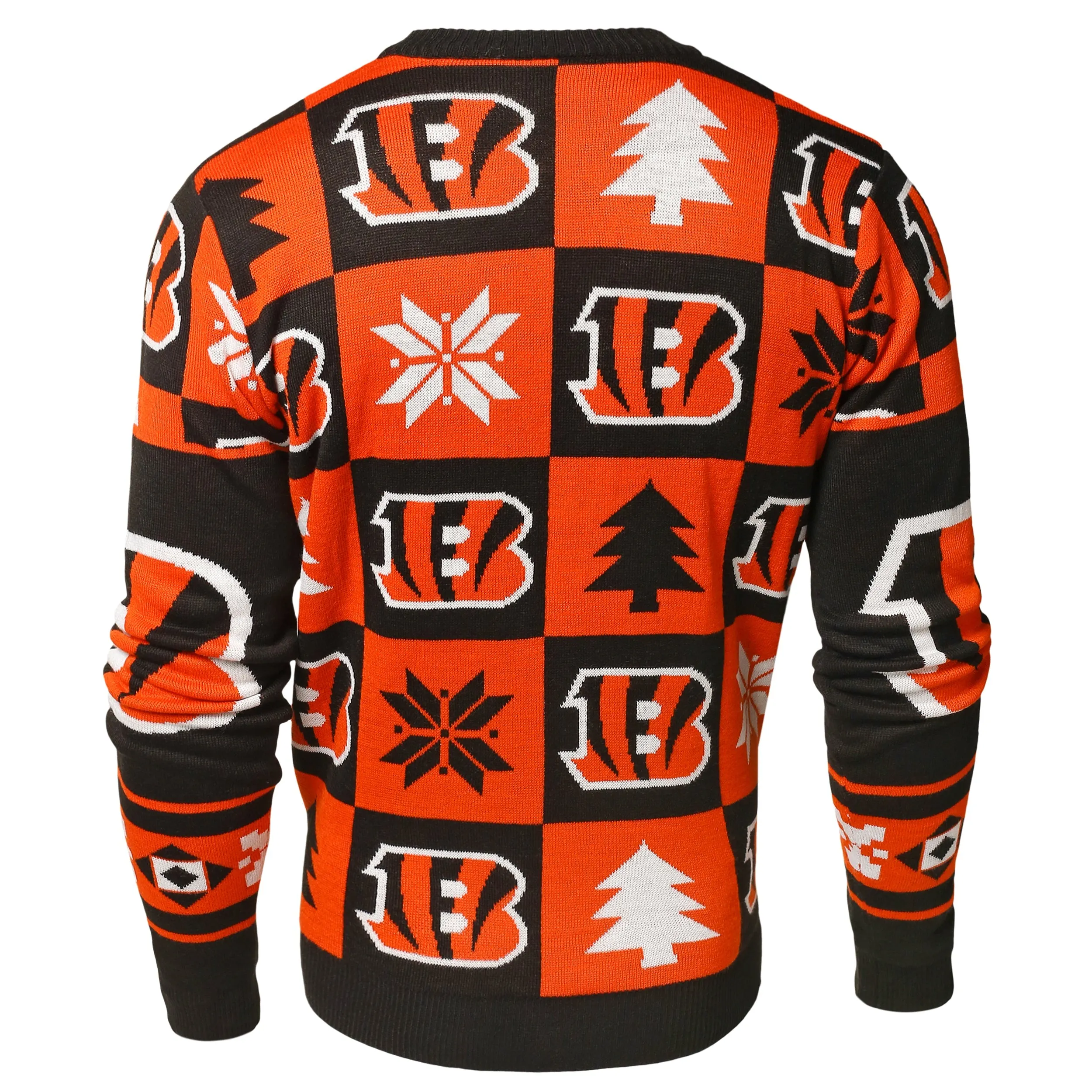 Cincinnati Bengals Forever Collectibles Orange & Black Knit Patches Ugly Sweater