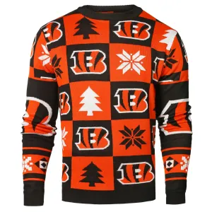 Cincinnati Bengals Forever Collectibles Orange & Black Knit Patches Ugly Sweater