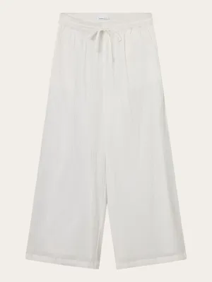 Cotton crepe elastic waist pants - Snow White