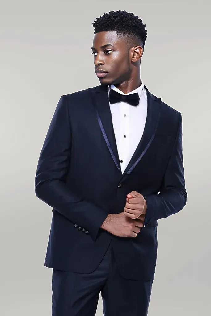 Detachable Lapel Navy Blue Tuxedo | Wessi