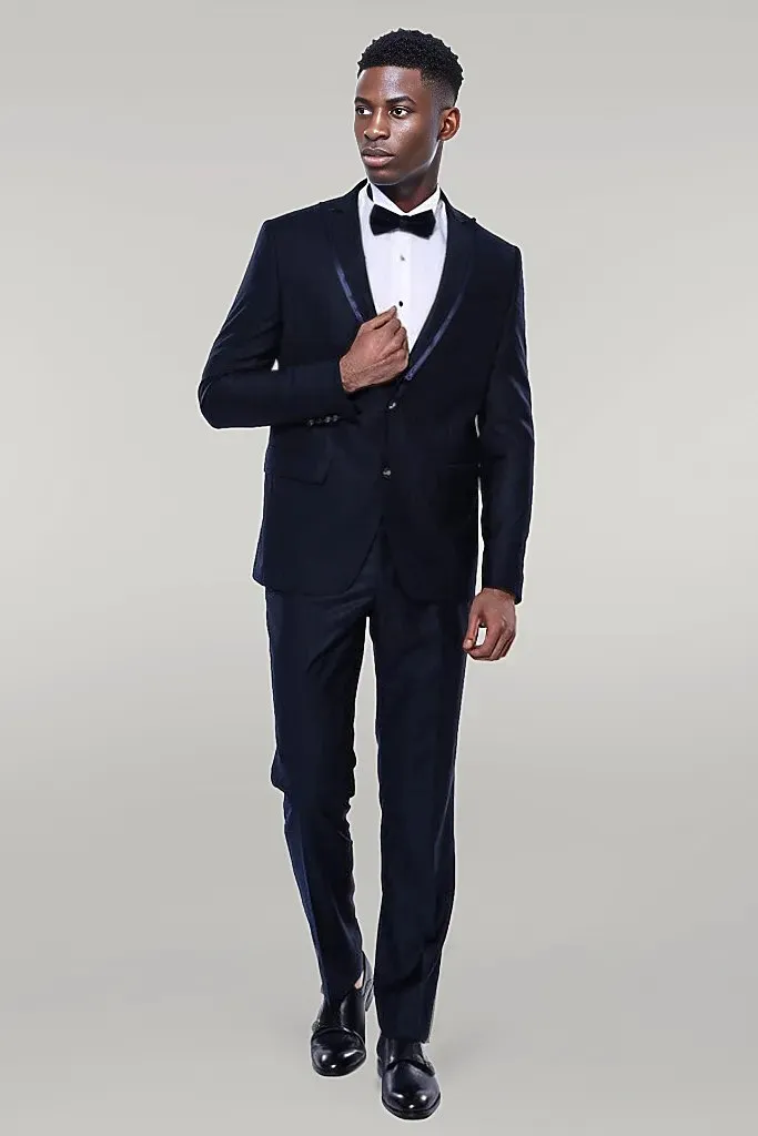 Detachable Lapel Navy Blue Tuxedo | Wessi