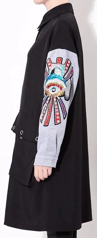 Embroidered Sleeve Shirt-Coat