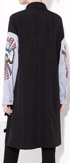 Embroidered Sleeve Shirt-Coat