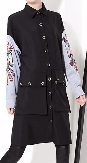 Embroidered Sleeve Shirt-Coat