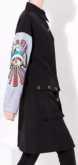 Embroidered Sleeve Shirt-Coat