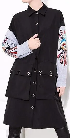 Embroidered Sleeve Shirt-Coat