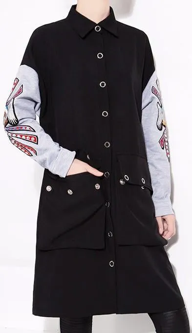 Embroidered Sleeve Shirt-Coat