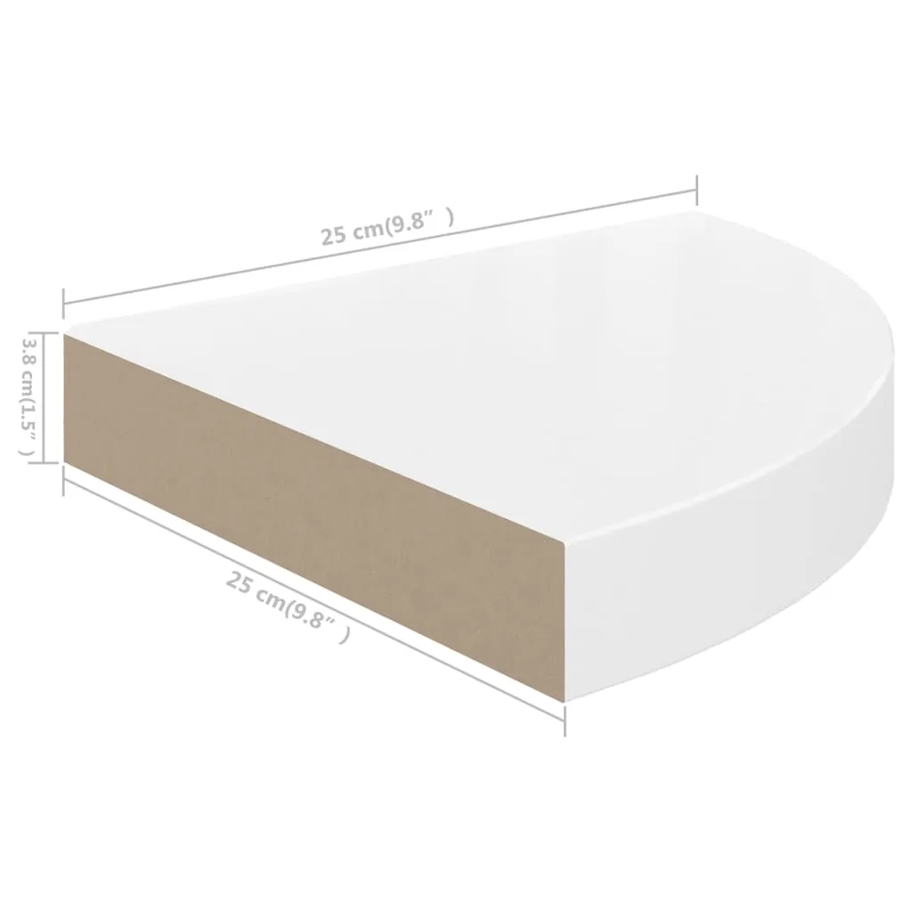 Floating Corner Shelves 4 pcs High Gloss White 25x25x3.8 cm MDF