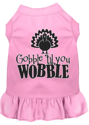 Gobble Til You Wobble Screen Print Dog Dress Light Pink Sm