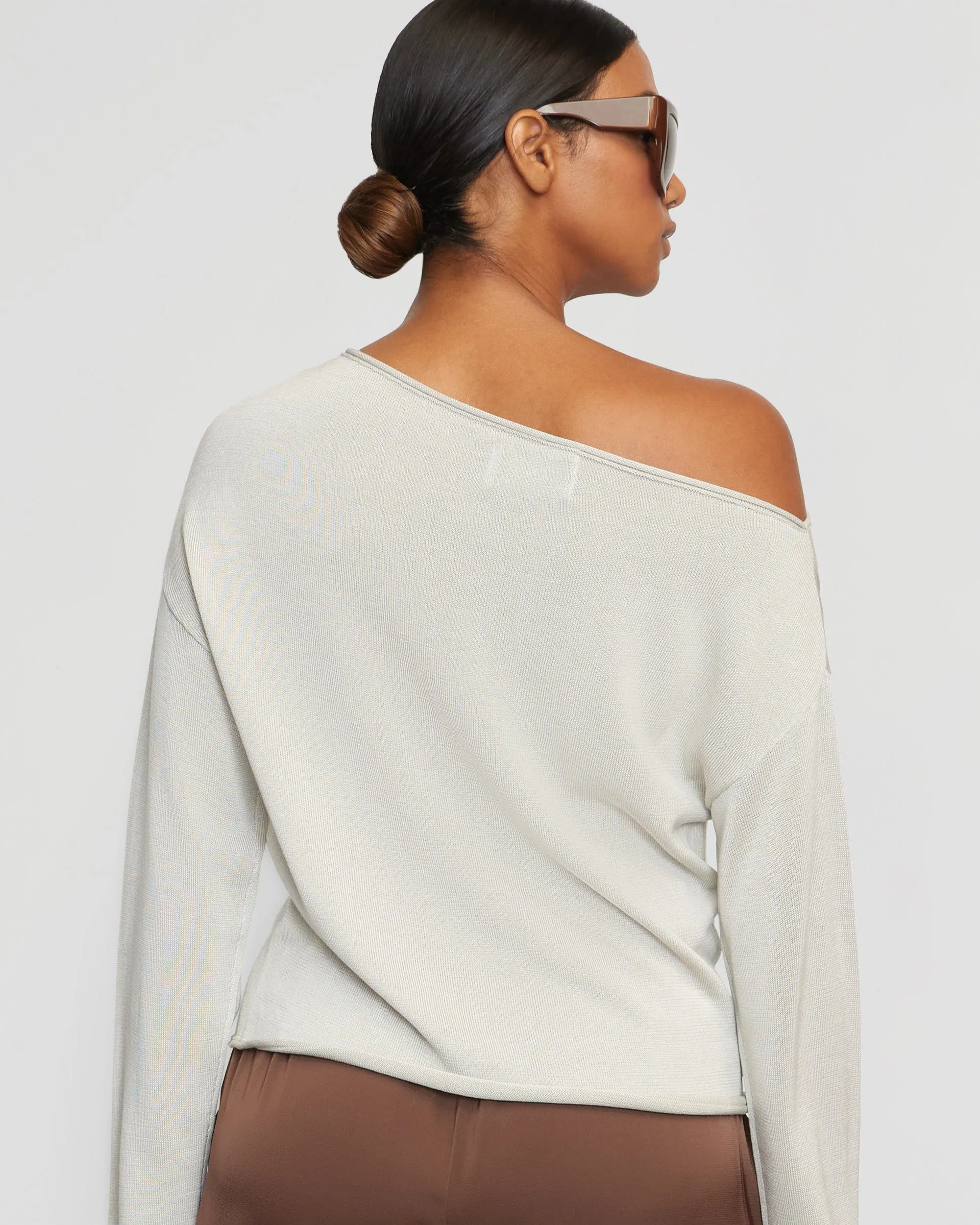 Hachi Tencel-Wool Off-Shoulder Sweater