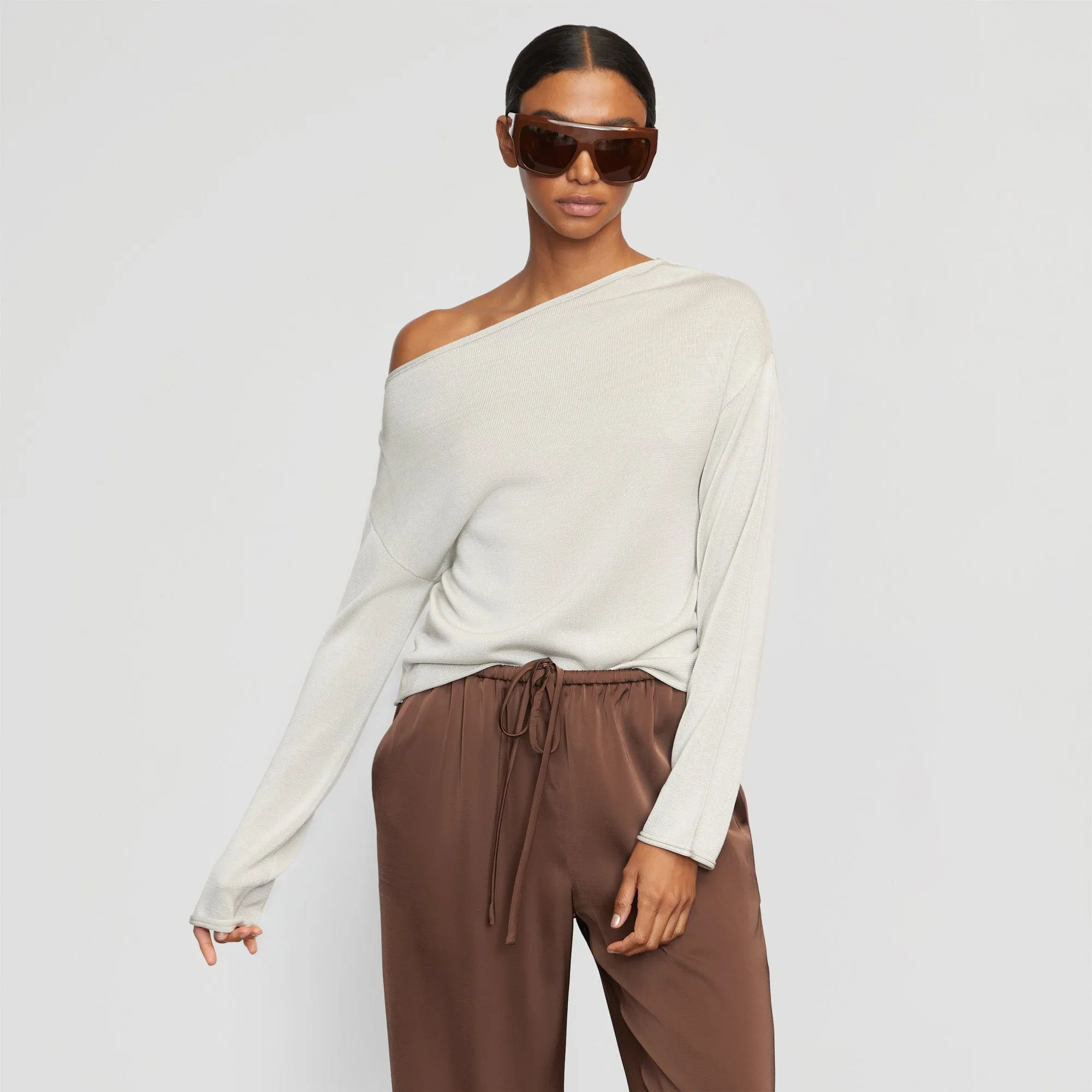 Hachi Tencel-Wool Off-Shoulder Sweater