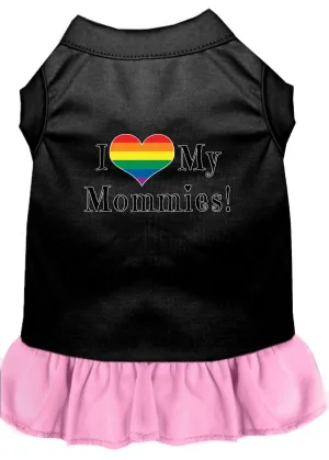 I Heart My Mommies Screen Print Dog Dress Black With Light Pink Xl