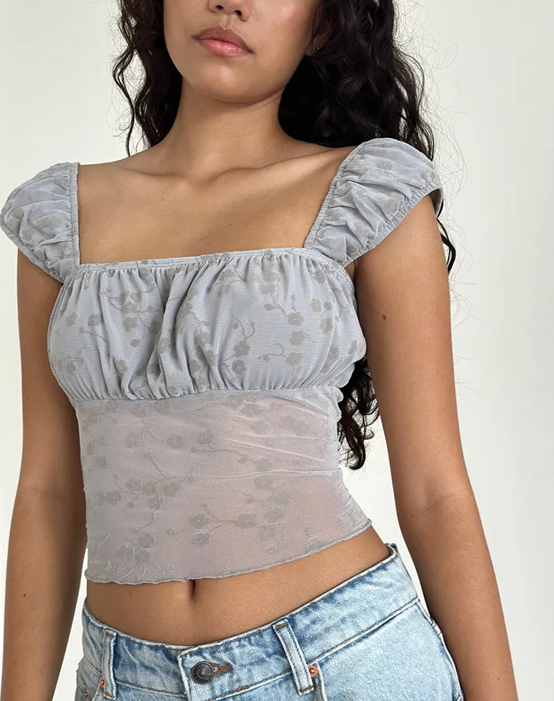 Jamet Top in Flock Chic Petals Grey