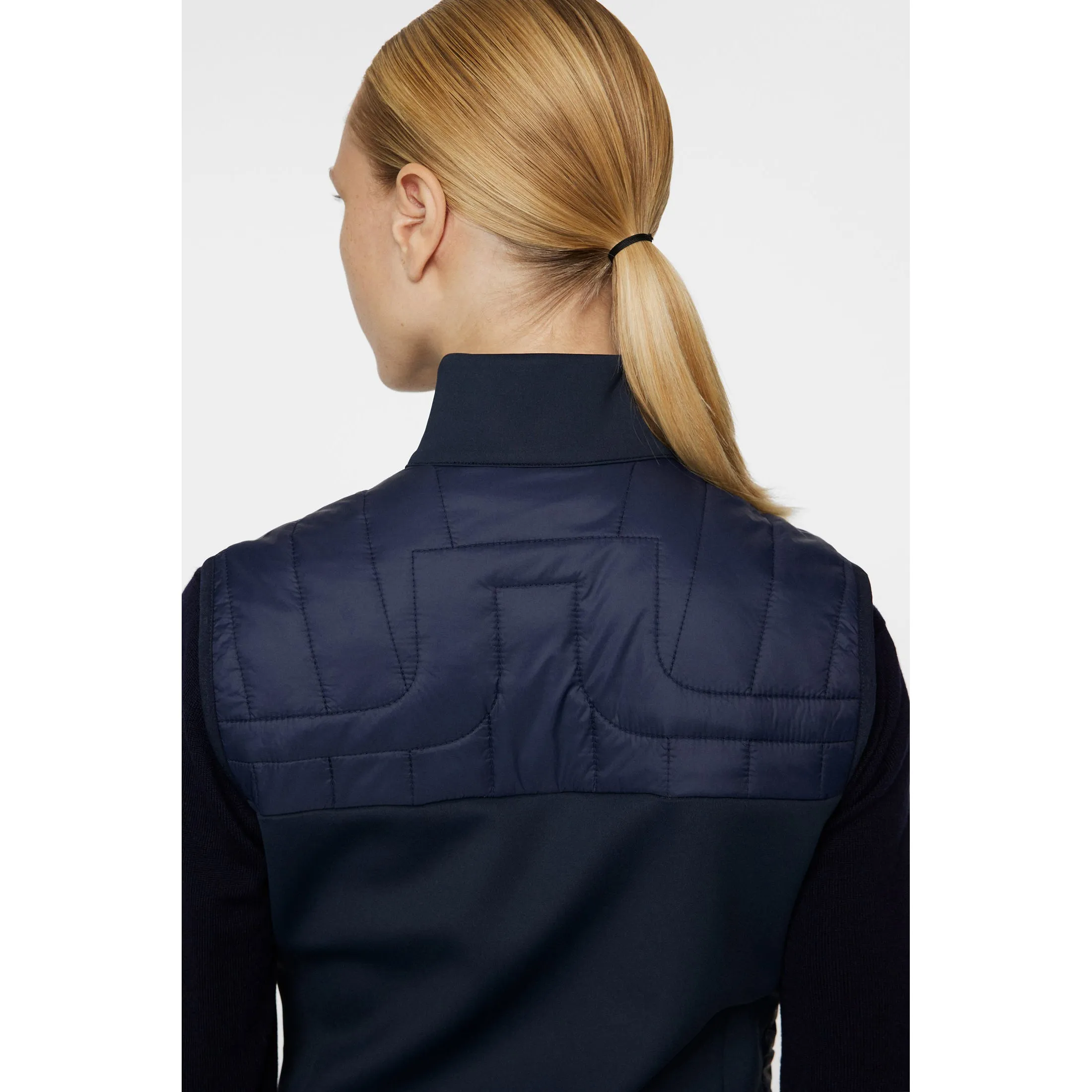 J.Lindeberg Women's Holma Quilted Hybrid Golf Vest - JL Navy