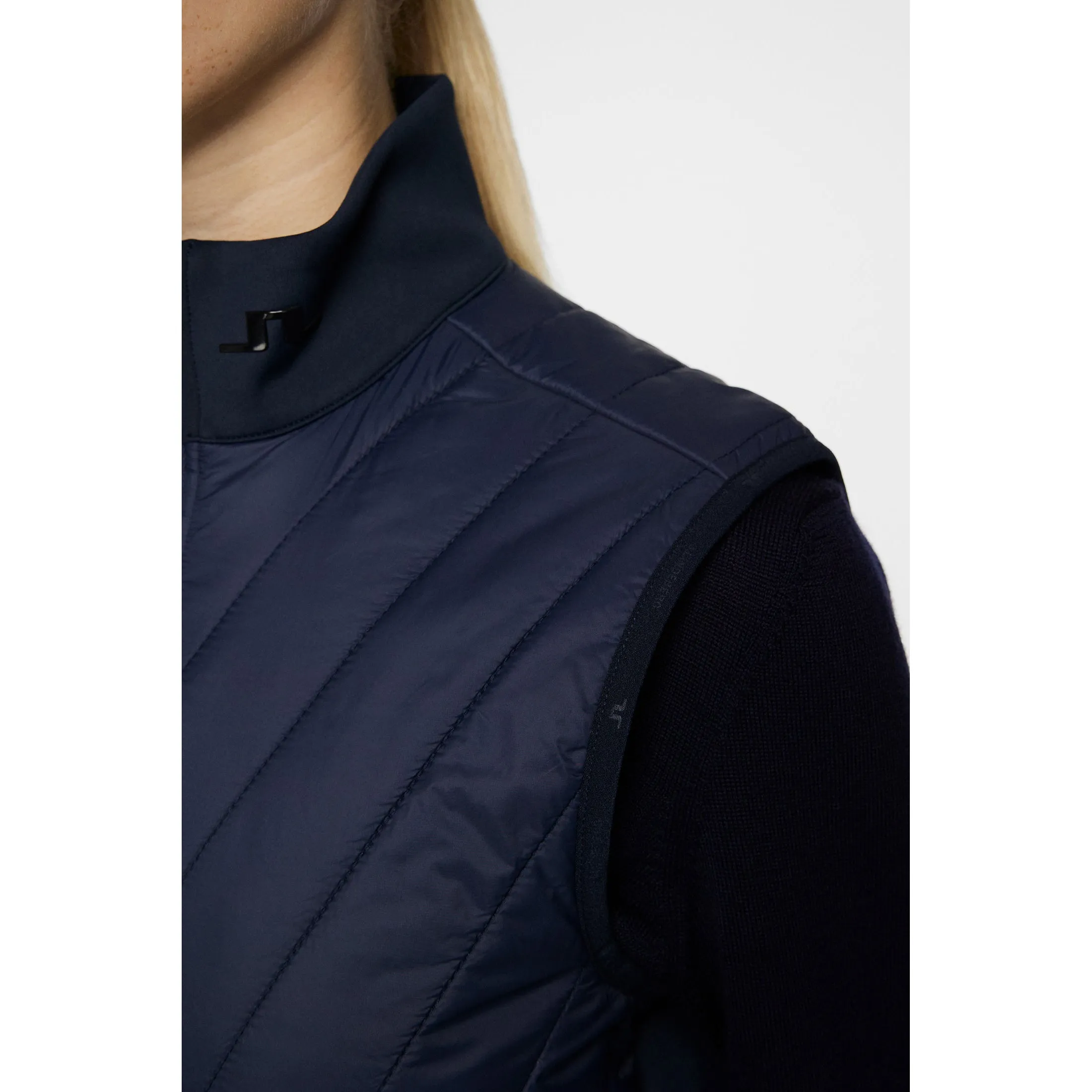 J.Lindeberg Women's Holma Quilted Hybrid Golf Vest - JL Navy