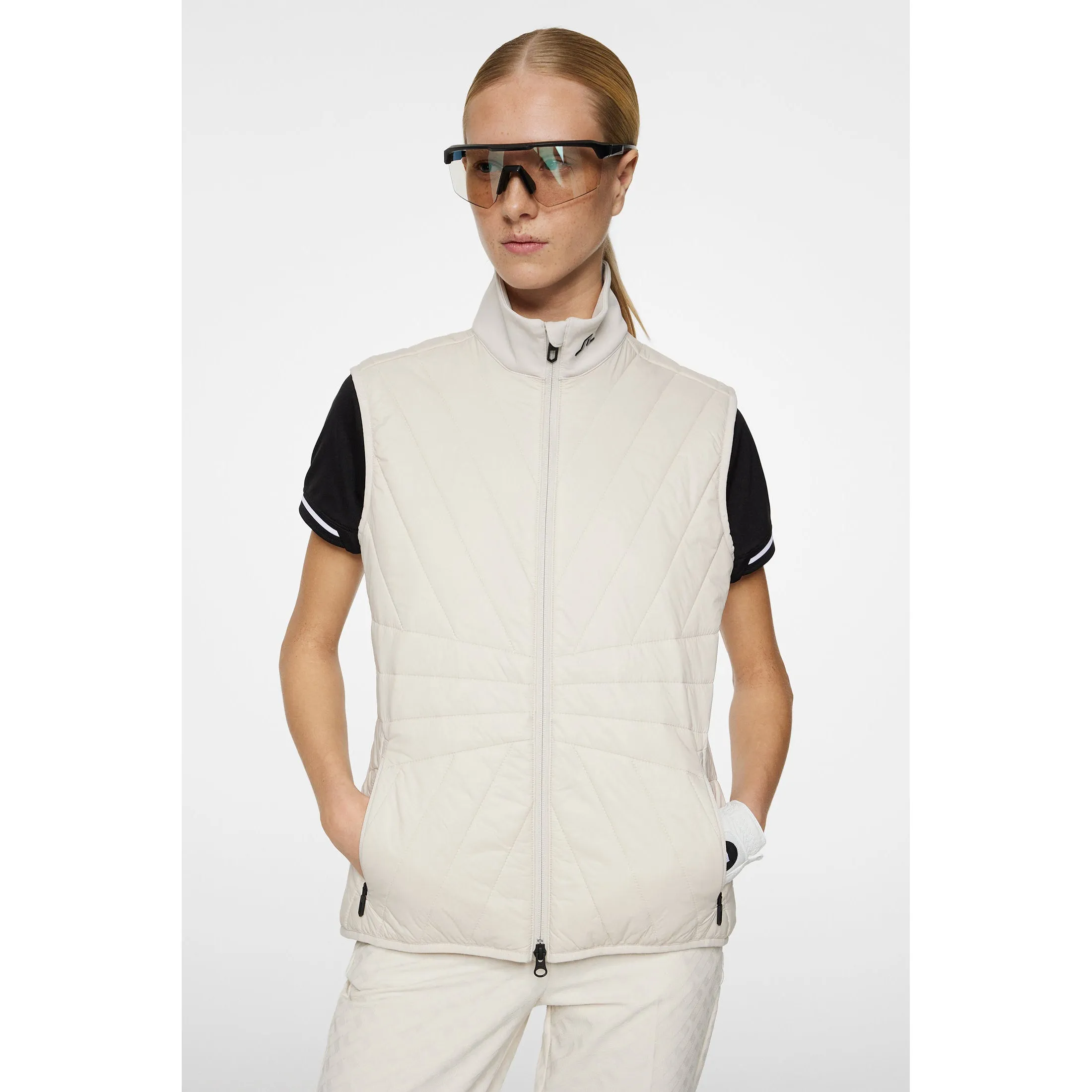 J.Lindeberg Women's Holma Quilted Hybrid Golf Vest - Moonbeam