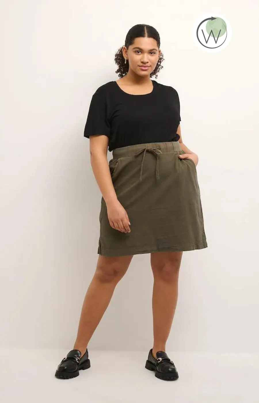 Kaffe Curve Nana Skirt in Khaki