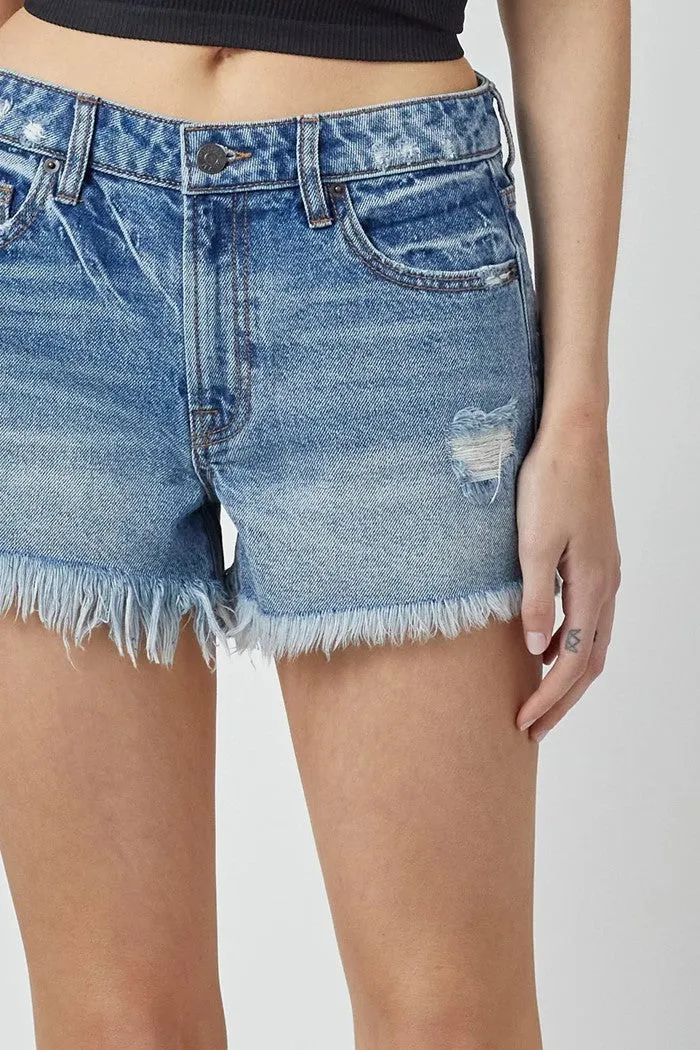 Kenzie Mid Rise Fray Shorts