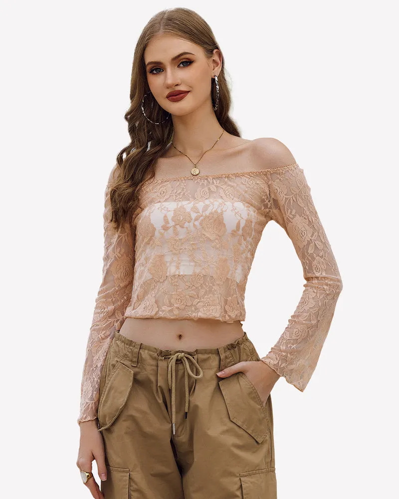 Lace Mesh Y2k Sheer Crop Tops