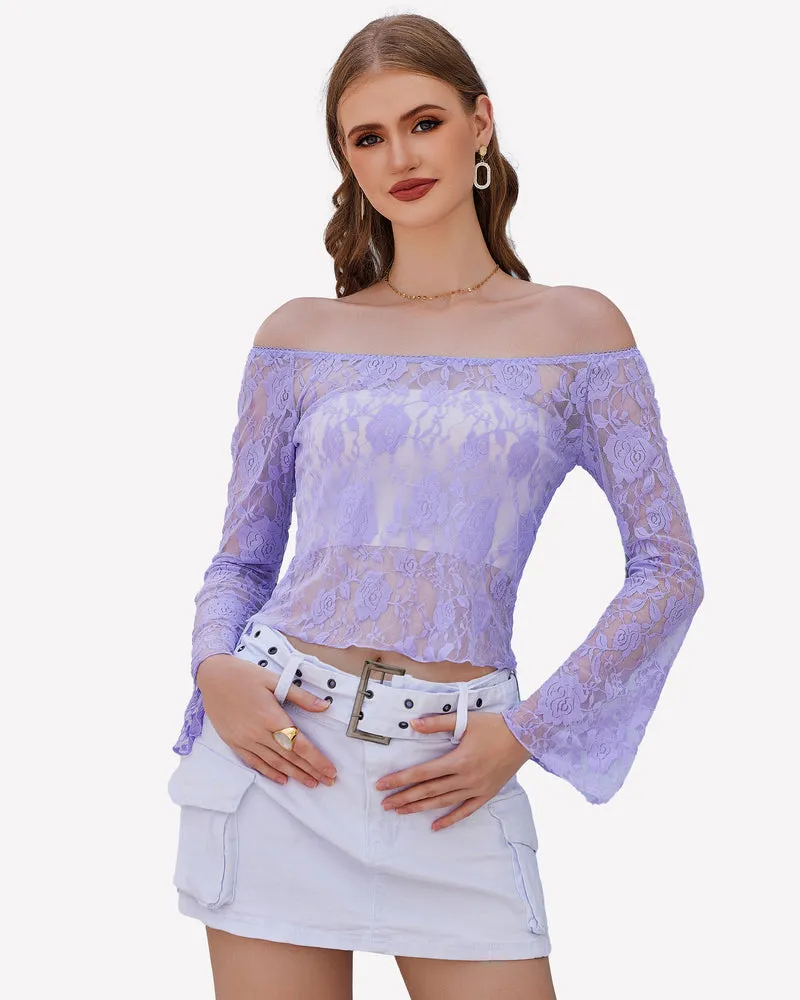 Lace Mesh Y2k Sheer Crop Tops