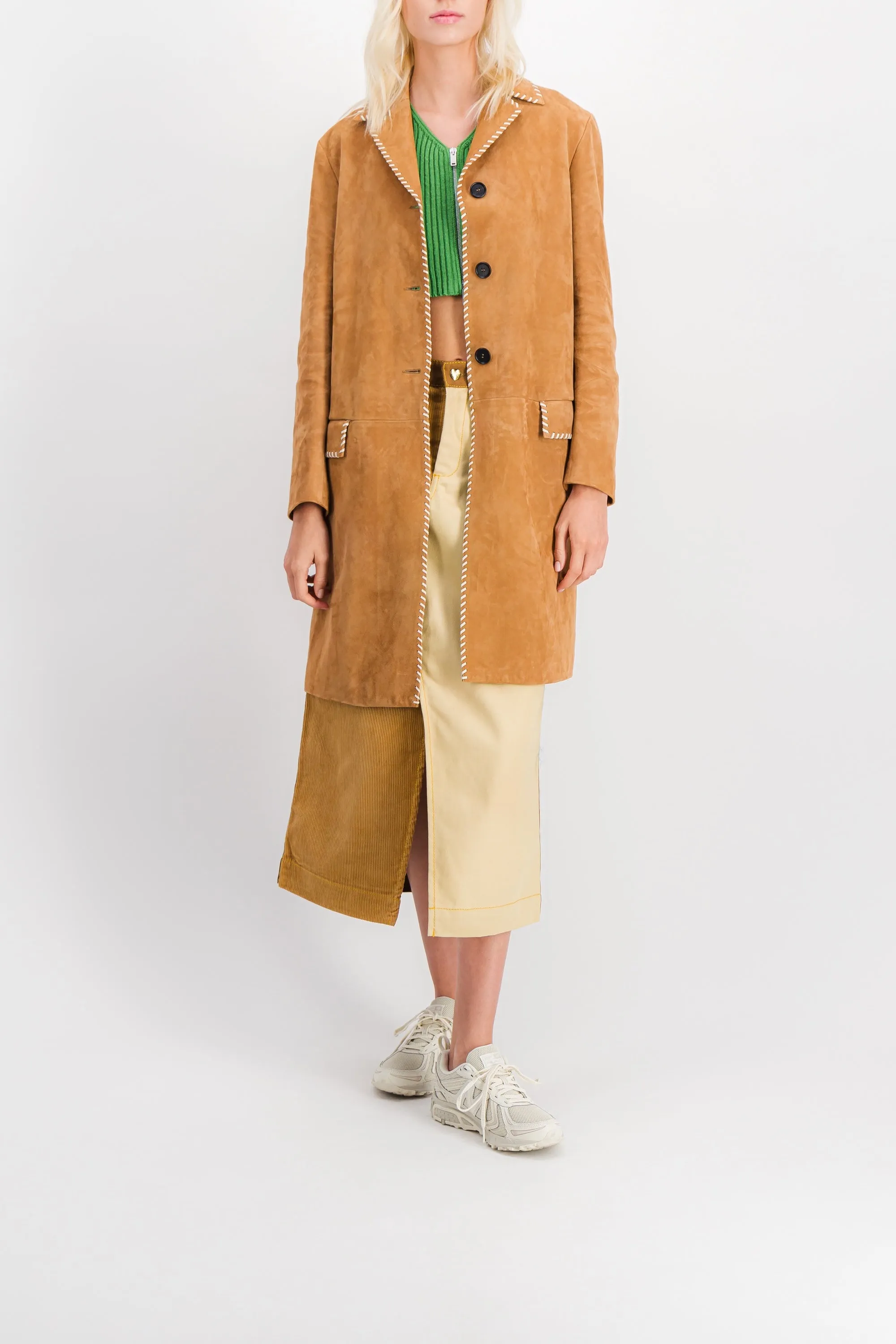 Lamb leather camel dustercoat