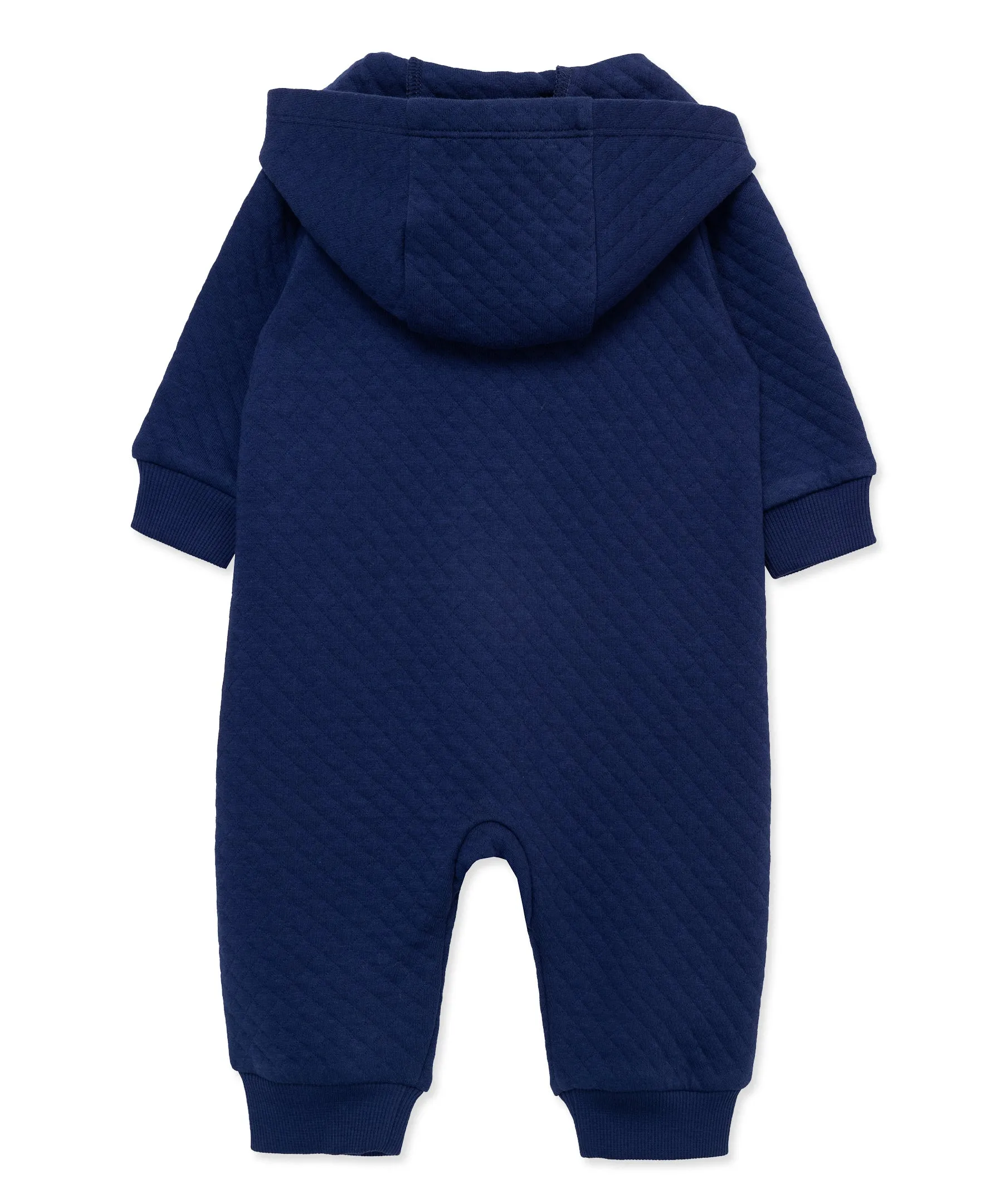 Navy Quilted Hoodie Coverall