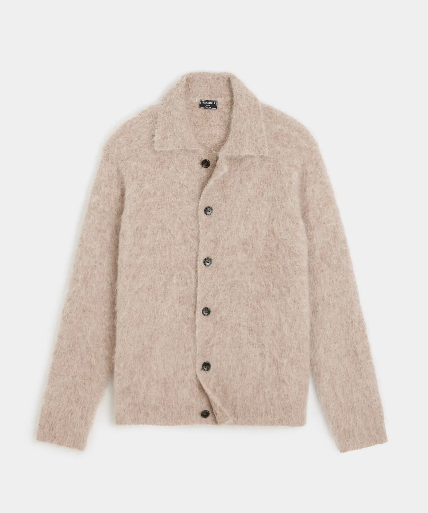 Over-Brushed Mohair Sweater Jacket in Sand Stone