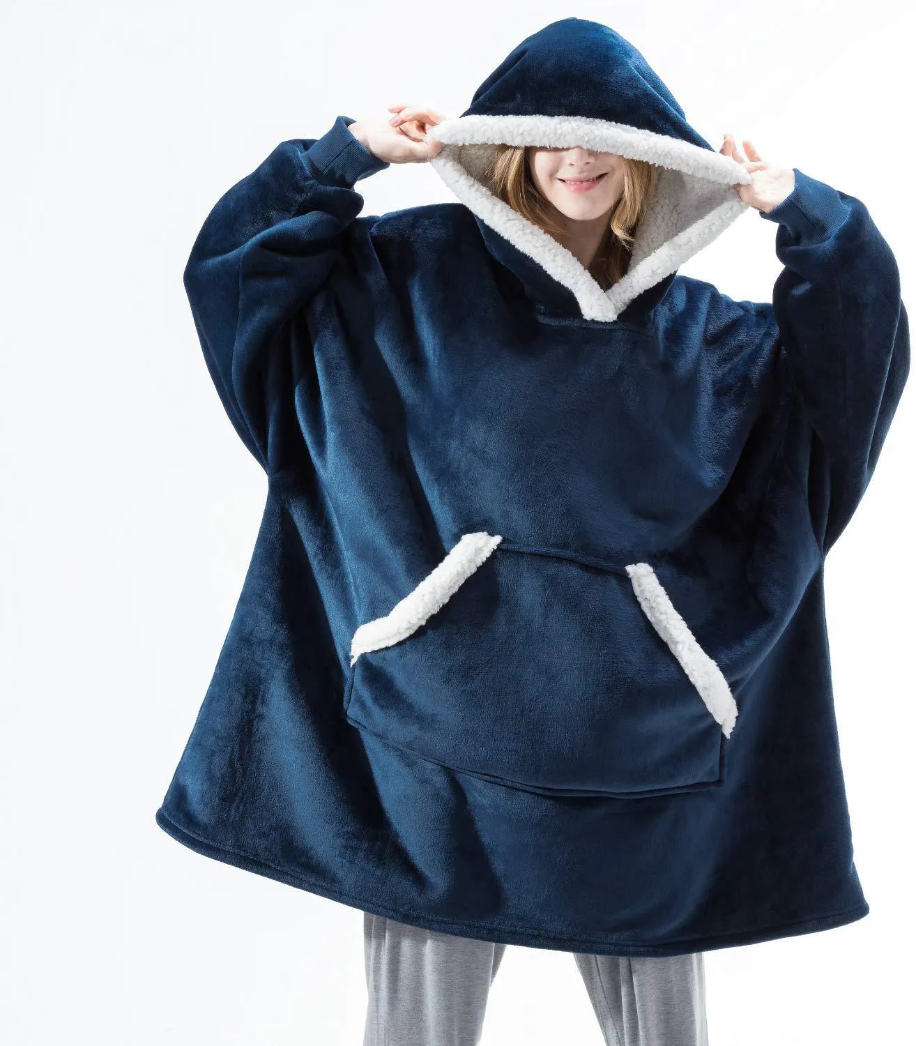 Oversized Hoodie Blanket Super Soft Warm Wearable Blanket Sweatshirt