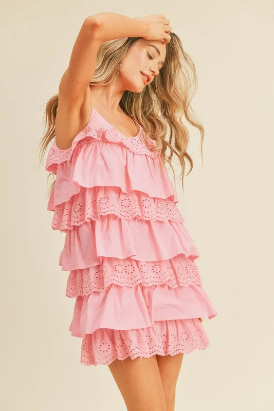 Pink Tiered Layer Mini Dress