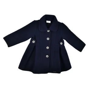 Princess Seam Back with Pleats Dress Coat - Navy