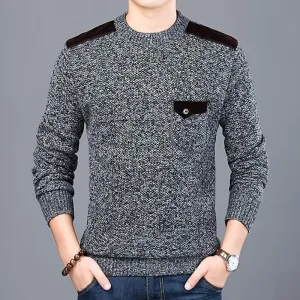 Pullover Slim Fit  Knitwear O-Neck Style Casual Long Sleeve Shirt