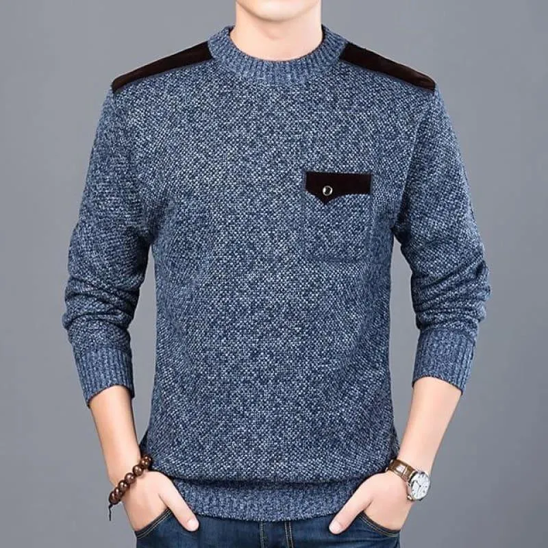 Pullover Slim Fit  Knitwear O-Neck Style Casual Long Sleeve Shirt