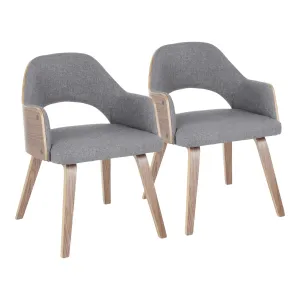 Rollo Mid-Century Modern Dining Chair in Walnut Wood and Charcoal Fabric by LumiSource - Set of 2