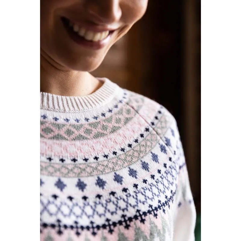 Schoffel Shetland Fairisle Ladies Jumper - Blush/Arctic Fairisle