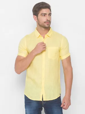 Spykar Men Yellow Cotton Shirts (Slim)