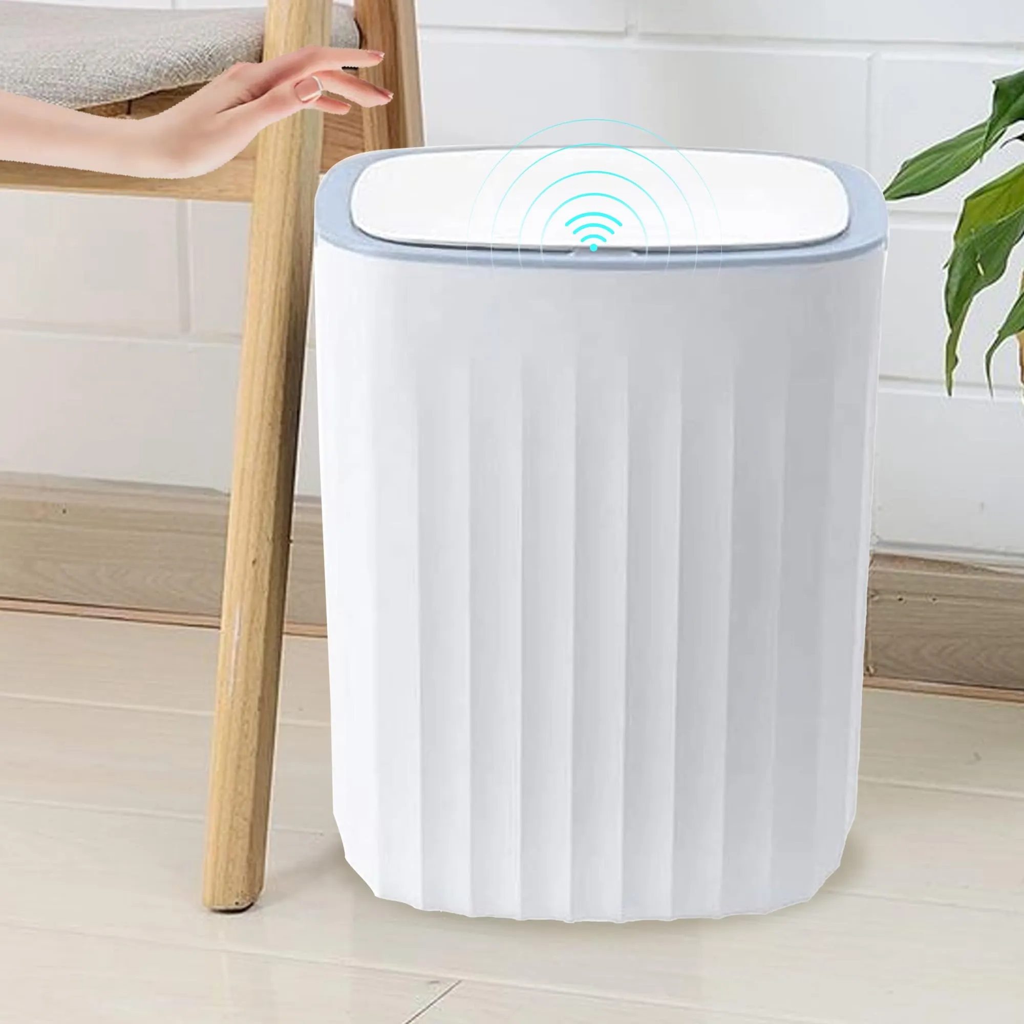 The Better Home 12L Dustbin For Kitchen | Dustbin For Bathroom | 31 cm Automatic Smart Sensor Dustbin For Bedroom | Steel Dustbin With Lid | Dustbin For Office | Garbage Bin - White & grey