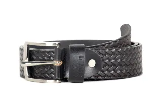 THE CLOWNFISH Men's Genuine Leather Belt with Textured/Embossed Design-Soot Black (Size-36 inches)