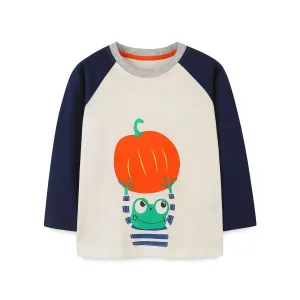 Toddler/Kid's Long Sleeve Pumpkin Print Design Cotton T-shirt