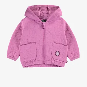 Veste rose violacé à capuchon en jersey matelassé, bébé || Purplish-pink hooded vest in quilted jersey, baby