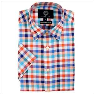 Viyella Red & Blue  Checked  Cotton Short Sleeve.